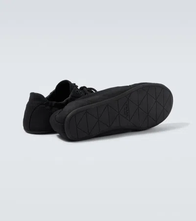Prada Men's Collapse Canvas Sneakers In Black