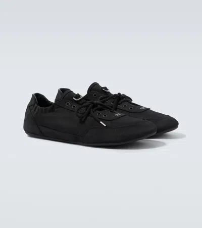 Prada Men's Collapse Canvas Sneakers In Black