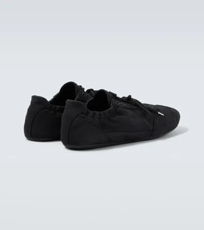 Prada Men's Collapse Canvas Sneakers In Black