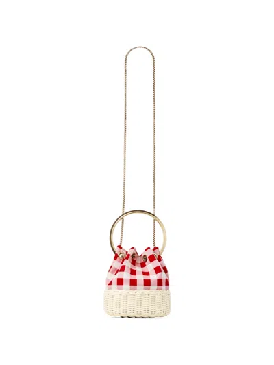 Jimmy Choo Womens Ruby Red Mix/natural Bon Bon Gingham Cotton Top-handle Bag In Multi