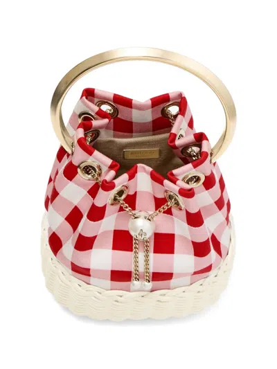 Jimmy Choo Womens Ruby Red Mix/natural Bon Bon Gingham Cotton Top-handle Bag In Multi