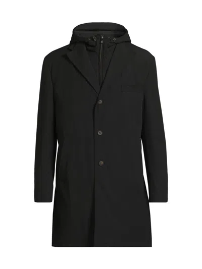 Corneliani Single-breasted Hooded Lightweight Jacket In Black