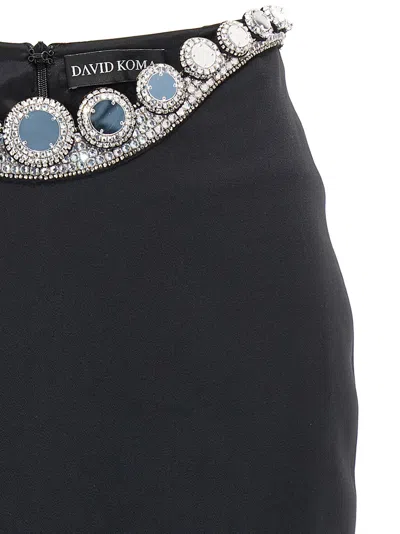 David Koma Black Puffer Circle Embroidery Skirt In Black