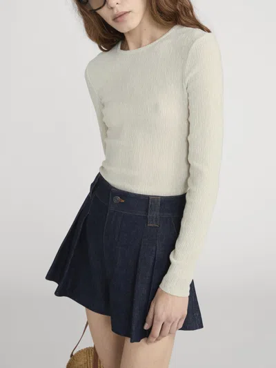 Frame The Structural Pleated Denim Shorts In Blue