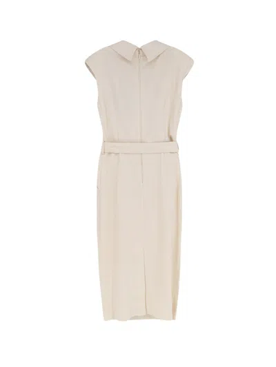 Pinko Amadine Dress Belted Waist Sleeveless V Neckline In Multi