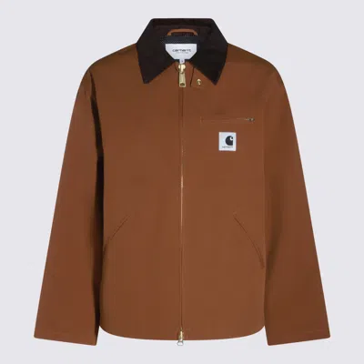 Carhartt Long-sleeved Zip-up Jacket In Brown