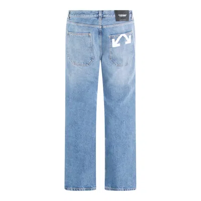 Off-white Medium Blue Cotton Jeans In Blue