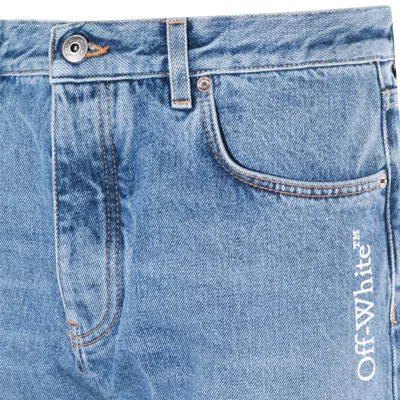 Off-white Medium Blue Cotton Jeans In Blue