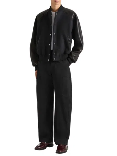 Givenchy Mixed Material Bomber Jacket Leather Panels In Black