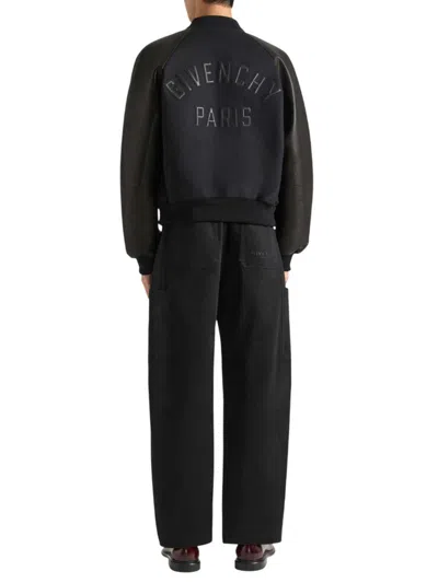 Givenchy Mixed Material Bomber Jacket Leather Panels In Black
