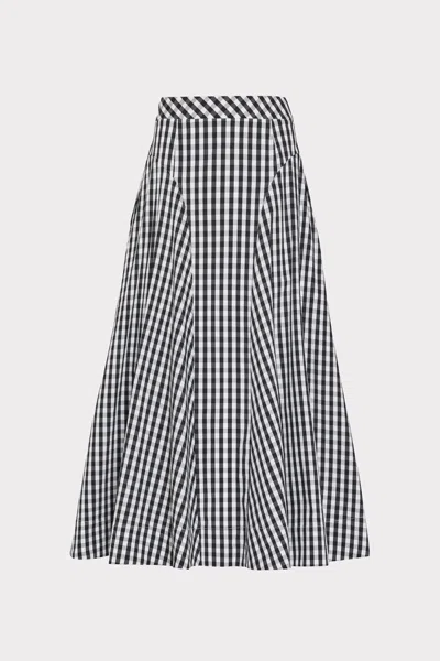 Milly Robin Gingham Midi Skirt In Black