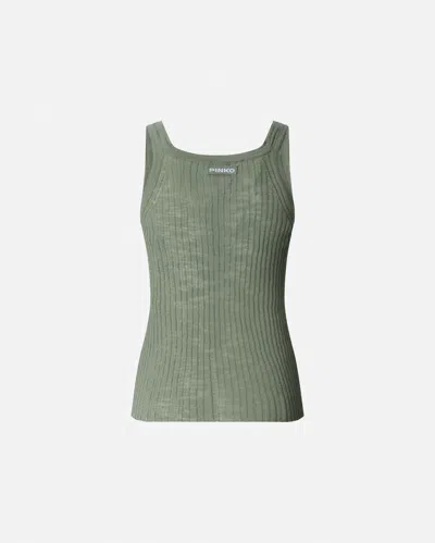 Pinko Ribbed Tank Top In Gray