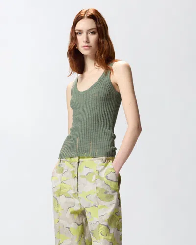 Pinko Ribbed Tank Top In Gray