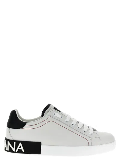 Dolce & Gabbana Calfskin Nappa Portofino Sneakers For Men In Black