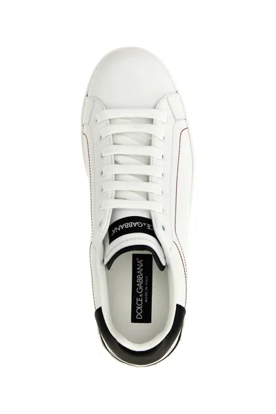 Dolce & Gabbana Calfskin Nappa Portofino Sneakers For Men In Black