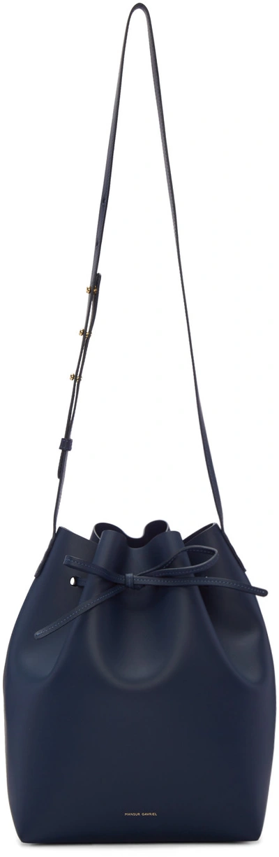 Mansur Gavriel Navy-lined Mini Leather Bucket Bag