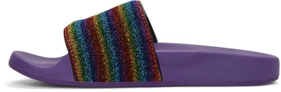 Shop Marc Jacobs Purple Lurex Stripe Cooper Slide Sandals