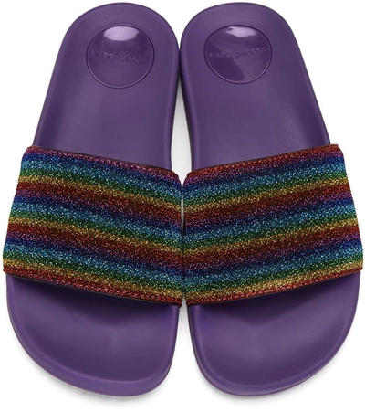 Shop Marc Jacobs Purple Lurex Stripe Cooper Slide Sandals