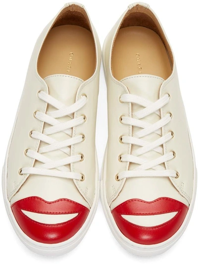 Shop Charlotte Olympia Off-white Kiss Me Trainers