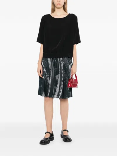 Agnès B. Black Crape Top In Black