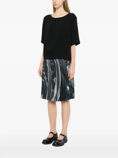 Agnès B. Black Crape Top In Black