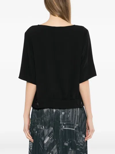 Agnès B. Black Crape Top In Black