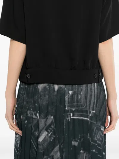 Agnès B. Black Crape Top In Black