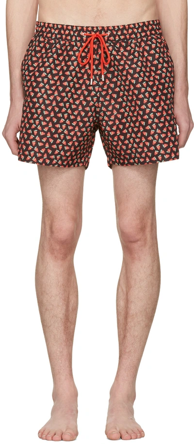 Paul Smith Allover Strawberry Skull Printed Shorts In Black