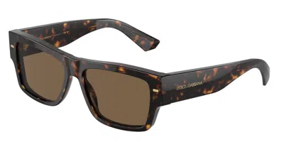 Dolce & Gabbana Sharped Rectangle-frame Sunglasses In Brown
