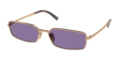 Prada 0pr A60s Rectangular Frame Sunglasses In Gold