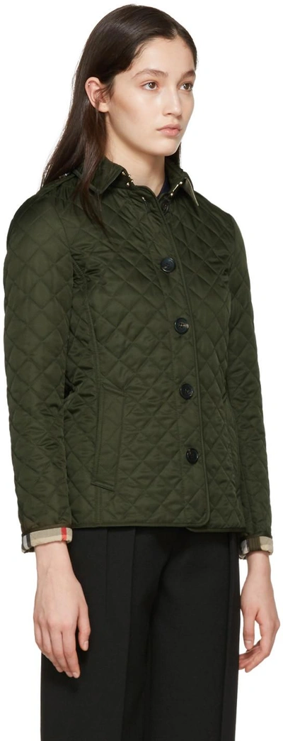 Shop Burberry Green Diamond Quilted Ashurst Jacket