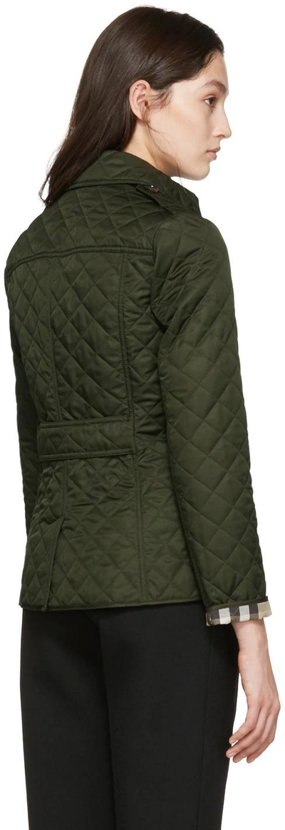 Shop Burberry Green Diamond Quilted Ashurst Jacket