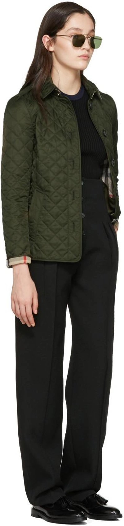 Shop Burberry Green Diamond Quilted Ashurst Jacket