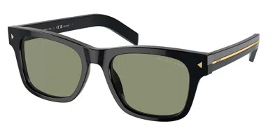 Prada 51mm Polarized Rectangular Sunglasses In Black