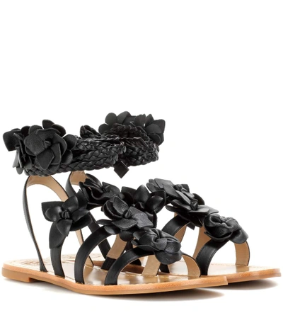 Shop Tory Burch Blossom Leather Gladiator Sandals In Llack