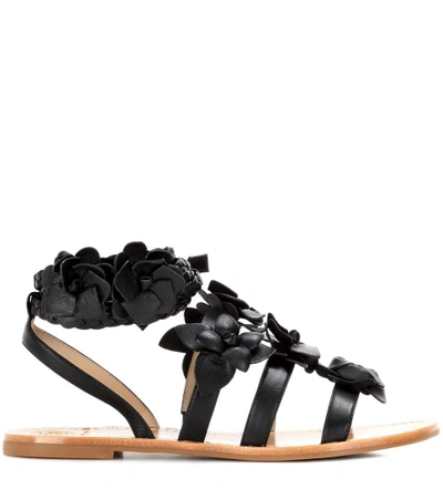 Shop Tory Burch Blossom Leather Gladiator Sandals In Llack