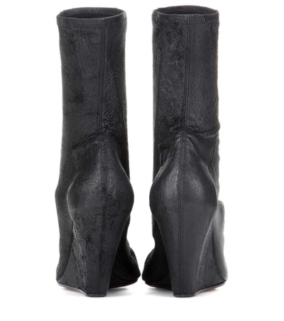 Shop Rick Owens Peep-toe Stretch-suede Ankle Boots In Llack