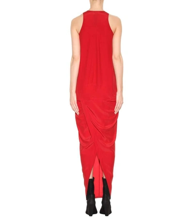 Shop Rick Owens Long Crêpe Dress In Red