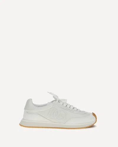 Dolce & Gabbana Men White Low Top Sneakers With Logo Patch On Tongue And Side In Leather Man