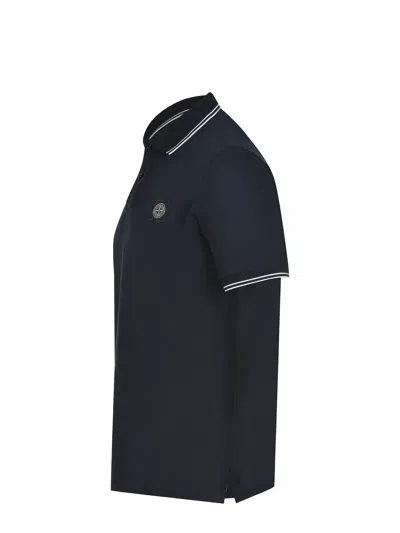 Stone Island Mens Black Brand-patch Regular-fit Stretch-cotton Polo Shirt Xl In Blue