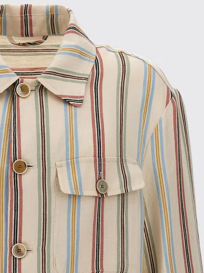 Etro Overshirt With Striped Pattern And Chest Pockets In Brown