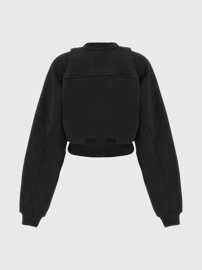 Off-white Logo Embroidered Cropped Sweatshirt In Black