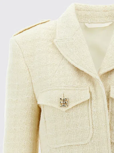 Givenchy White Jacket With Logo 4g Detail On The Buttons In Wool Blend Woman In White