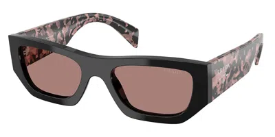 Prada Light Brown Rectangular Ladies Sunglasses Pr A01s 13p60b 53 In Gray