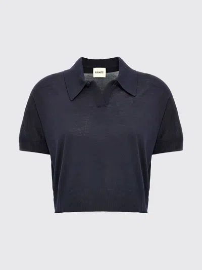 Khaite Morgane Short-sleeved Polo T-shirt In Blue