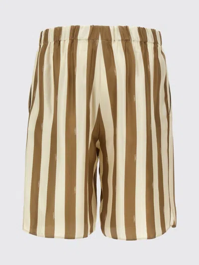 Fendi Printed Silk Bermuda Shorts In Brown