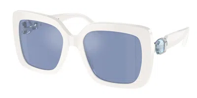 Swarovski Sk6001 Square-frame Acetate Sunglasses In Light Blue Mirror Silver
