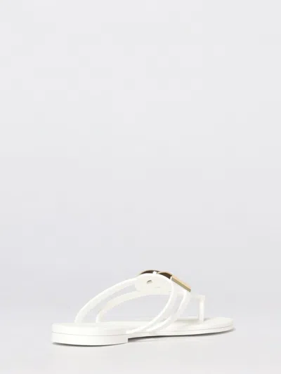 Dolce & Gabbana White Thong Sandals With Logo Plaque On The Front In Rubber Woman In Multi