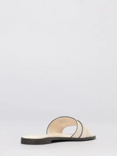 Tory Burch Sandals Open Toe Flat Sole Decorative Buckle In White
