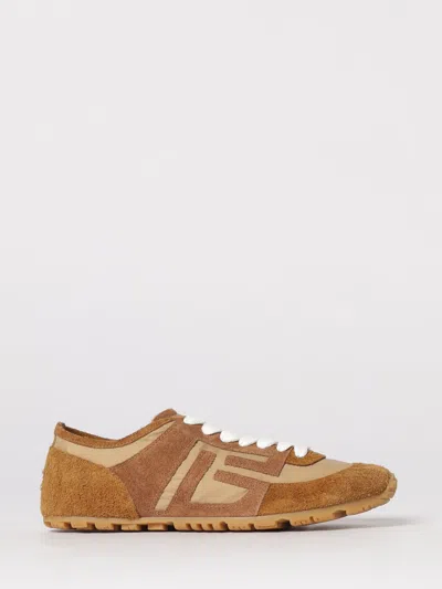 Balmain Beige Calf Leather Bos Taurus Athletic Sneakers In Brown